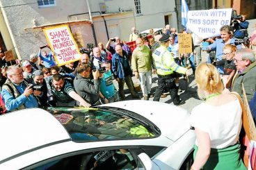 Angry scenes as Tory MP opens food bank