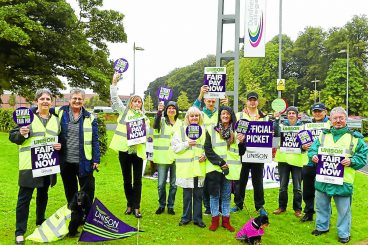 College staff on the picket line