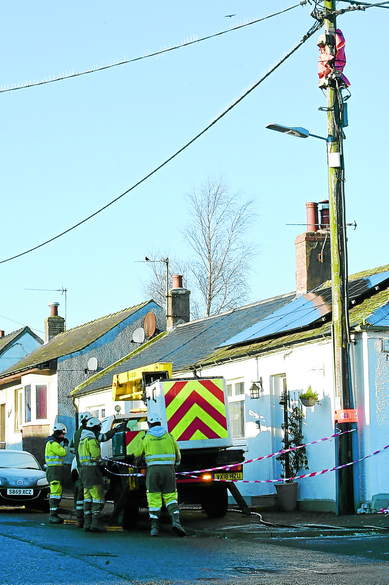 Village without power after pole fire